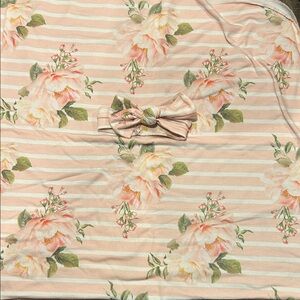 Floral Striped Baby swaddle Blanket with Bow